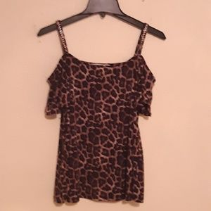 Cheetah spaghetti strap/shoulder sleeve top